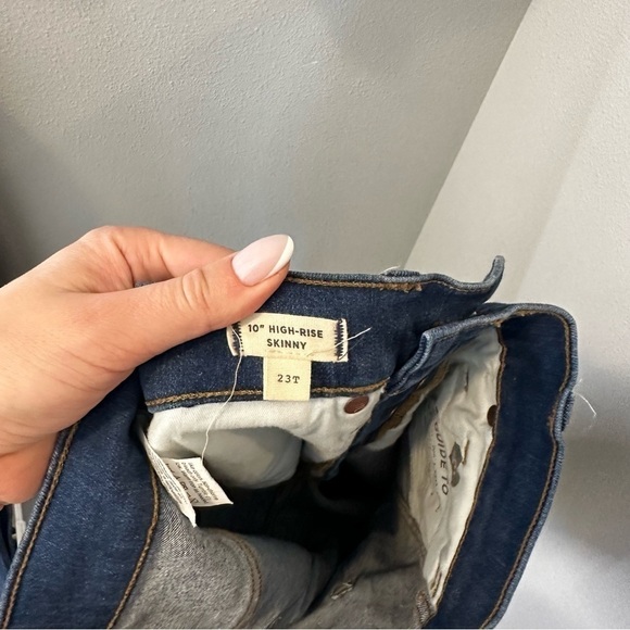 Madewell 10” High Rise Skinny Jeans Button Front Medium Hanna Wash Size 23 Tall - Picture 10 of 15